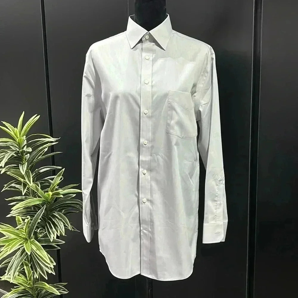 Stafford Easy Care broadcloth gray dress shirt regular fit 15 1/2 32/33